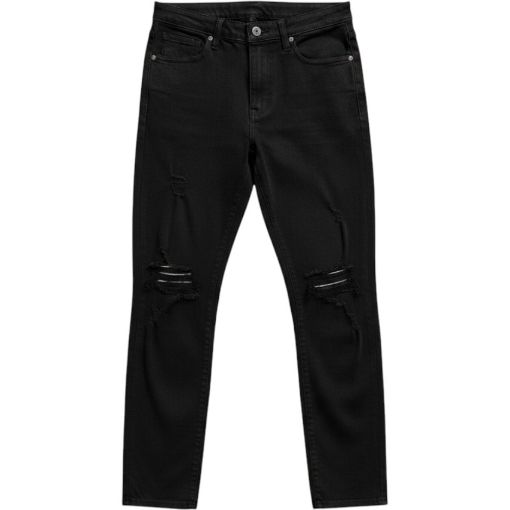 Paige Black Distressed Skinny Jeans Womens Size 31 Mid Rise Ripped Denim